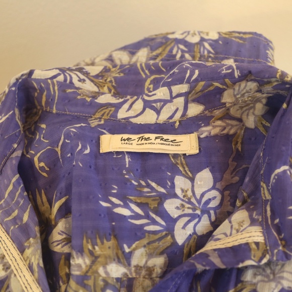 Free People We The Free Love Letters Cotton Printed Shirt Size Large - Picture 6 of 6